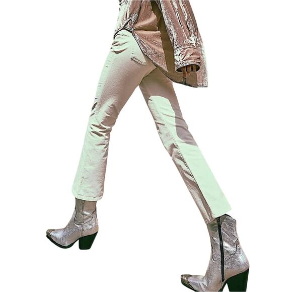 Free People Soft Side Zipper Pants In My Feelings Velvet Crop Slim Flare Vintage - Picture 1 of 11